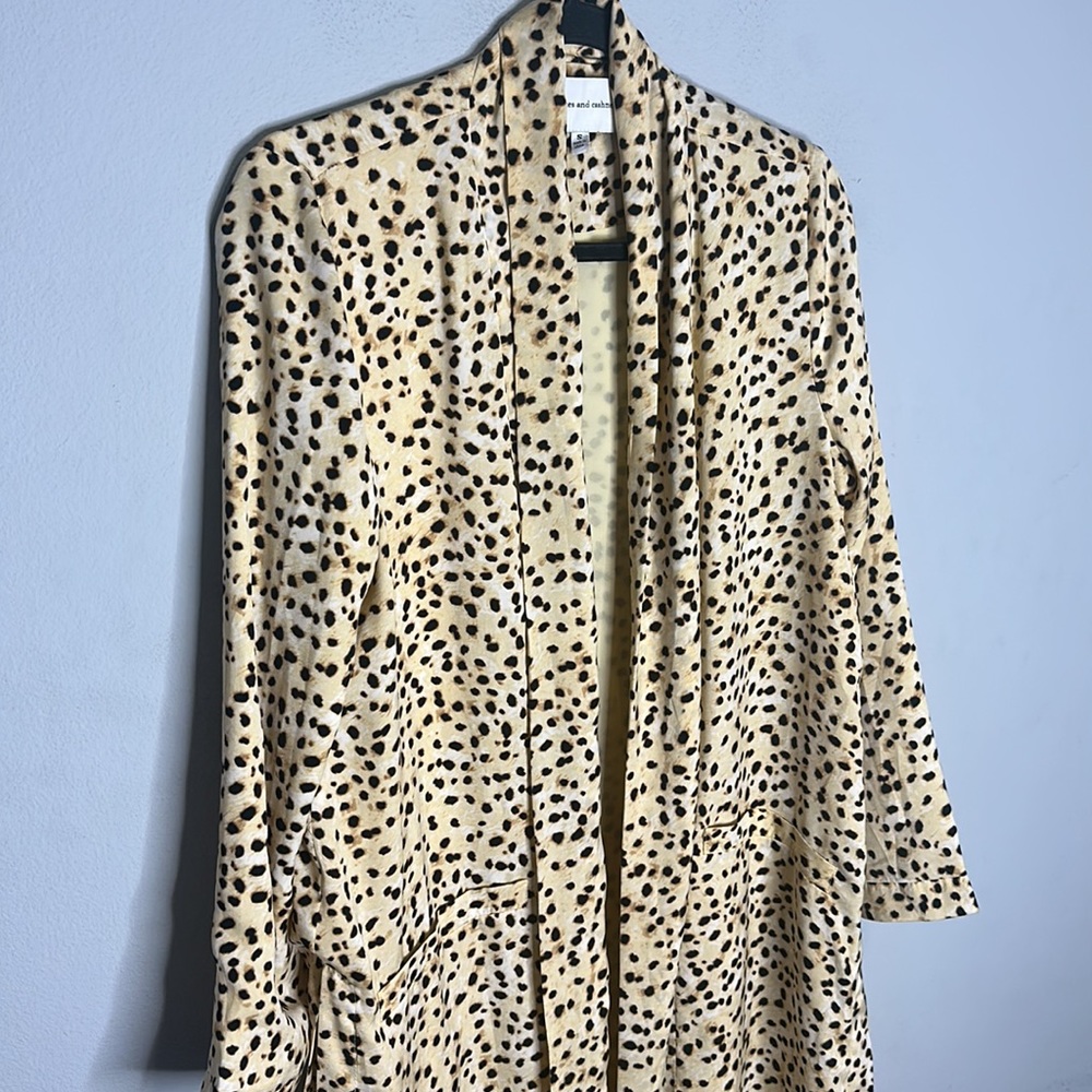 cupcakes and cashmere Arianne Leo Dot Duster Coat S leopard print cardigan s - Picture 4 of 8